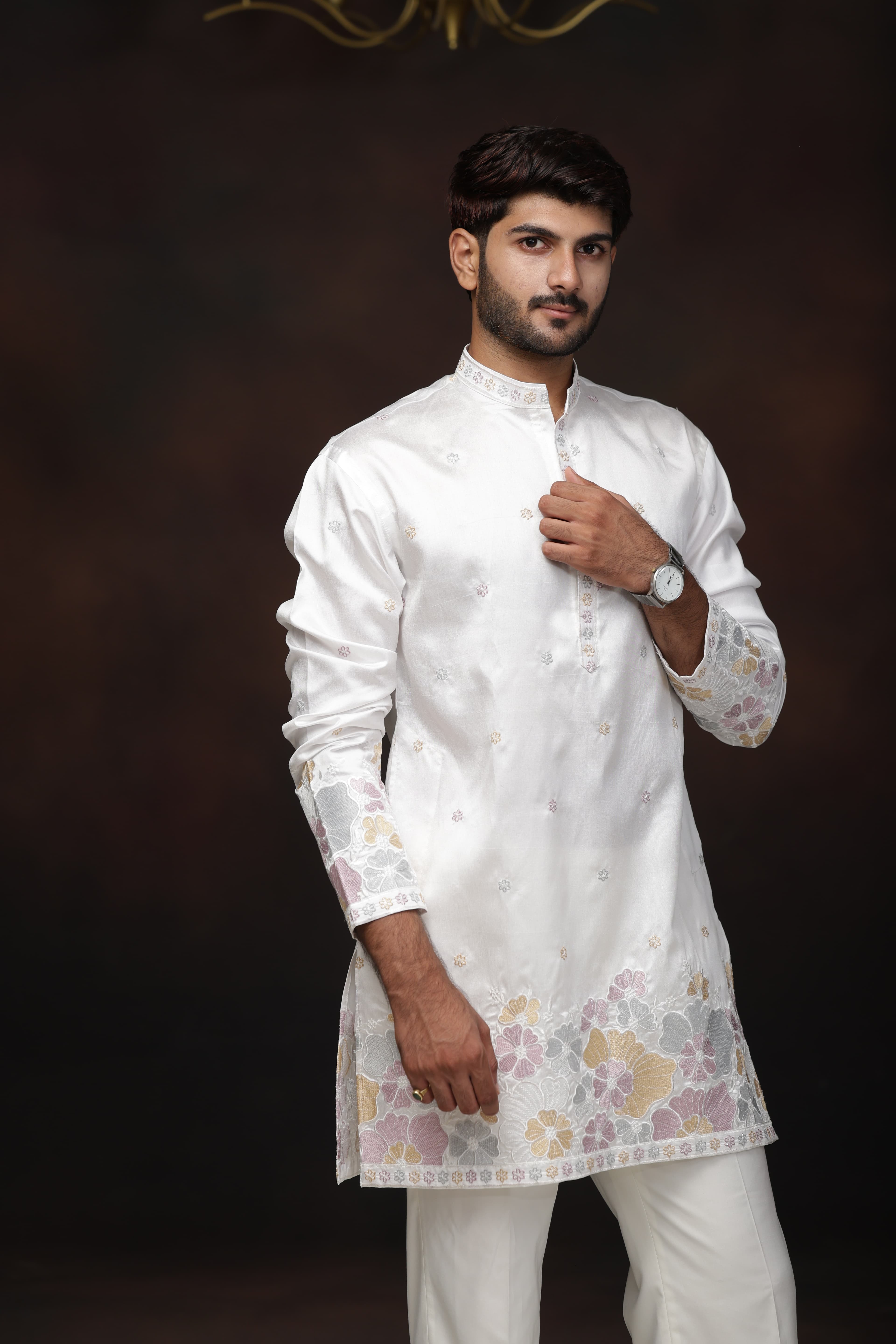 Ivory Bloom Embroidered Kurta