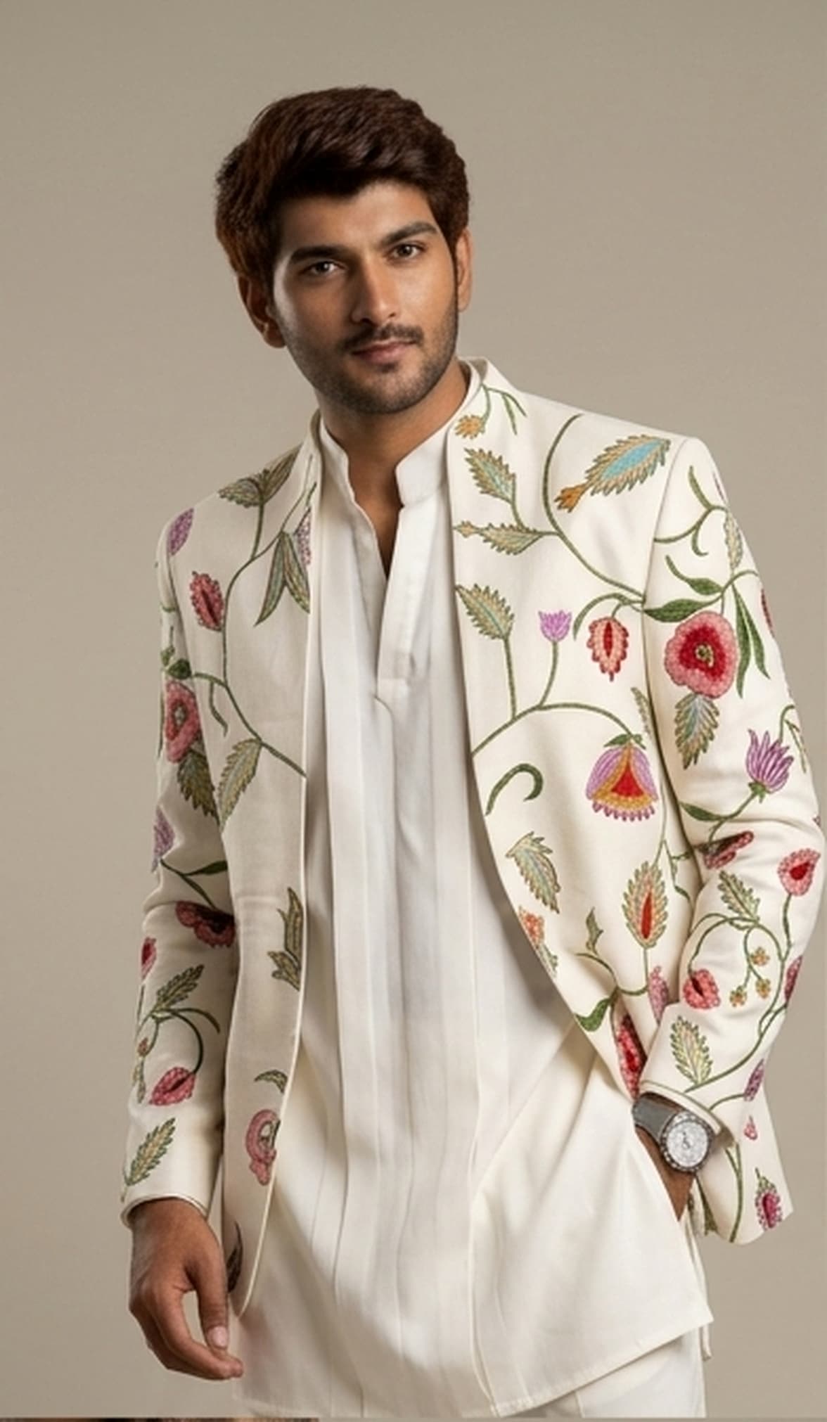 White Open Jodhpuri Set